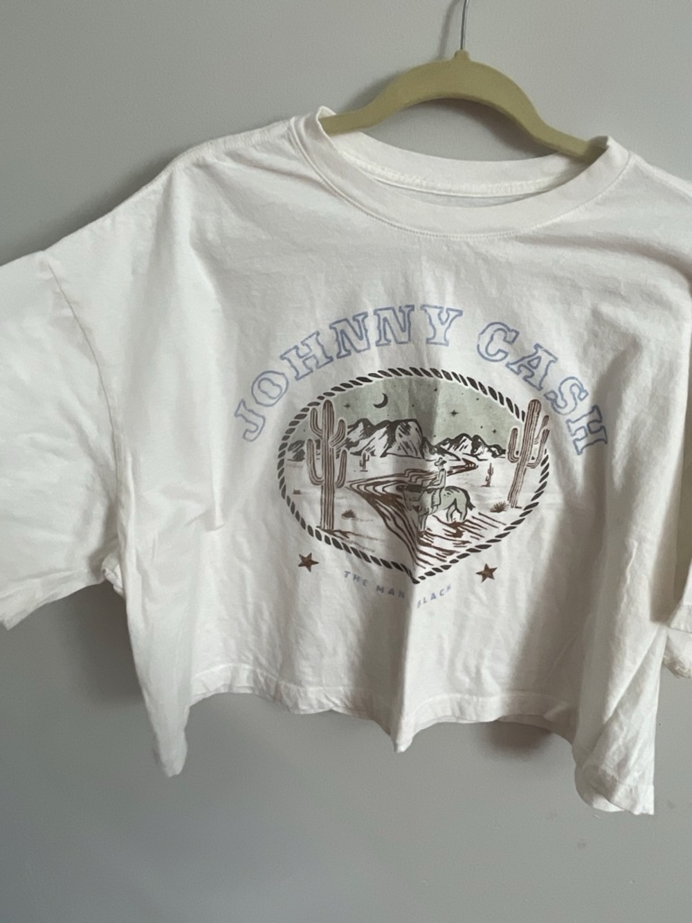 Urban Outfitters White Johnny Cash Graphic Crop Top